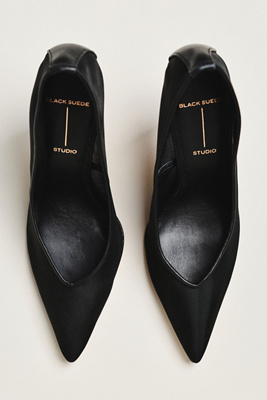 Black Suede Studio Clio 100 Mesh Pumps In Black