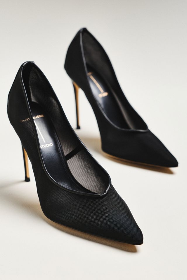 Black Suede Studio Clio 100 Mesh Pumps #1