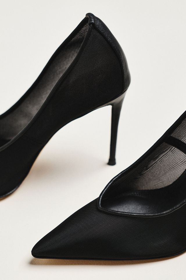 Black Suede Studio Clio 100 Mesh Pumps #2