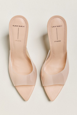 Black Suede Studio Bella Mule Heels In Neutral