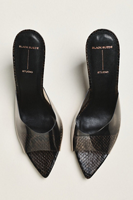 Black Suede Studio Bella Mule Heels In Black