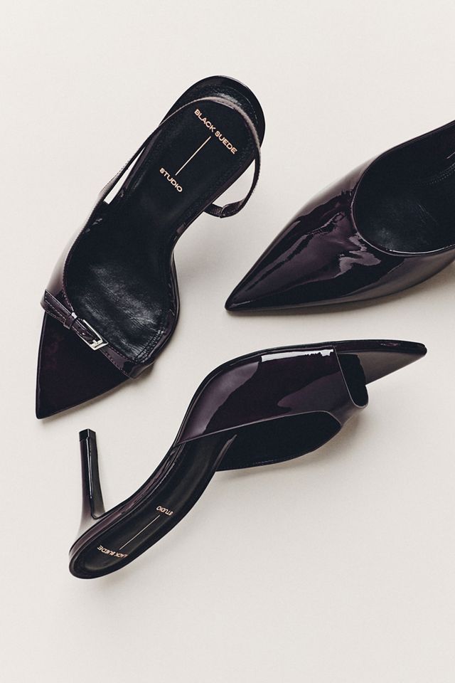 Black Suede Studio Heidi Slingback Heels #4