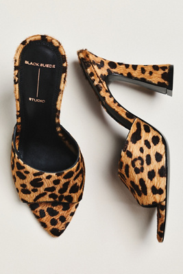 Black Suede Studio Junie Mule Heels In Multi