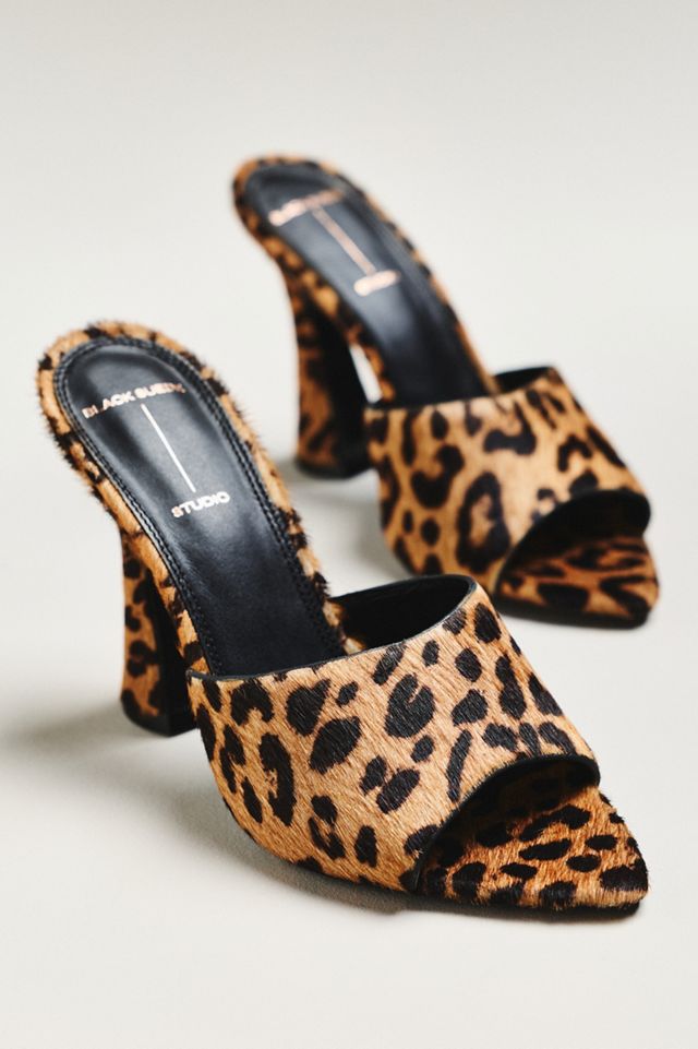 Black Suede Studio Junie Mule Heels #1