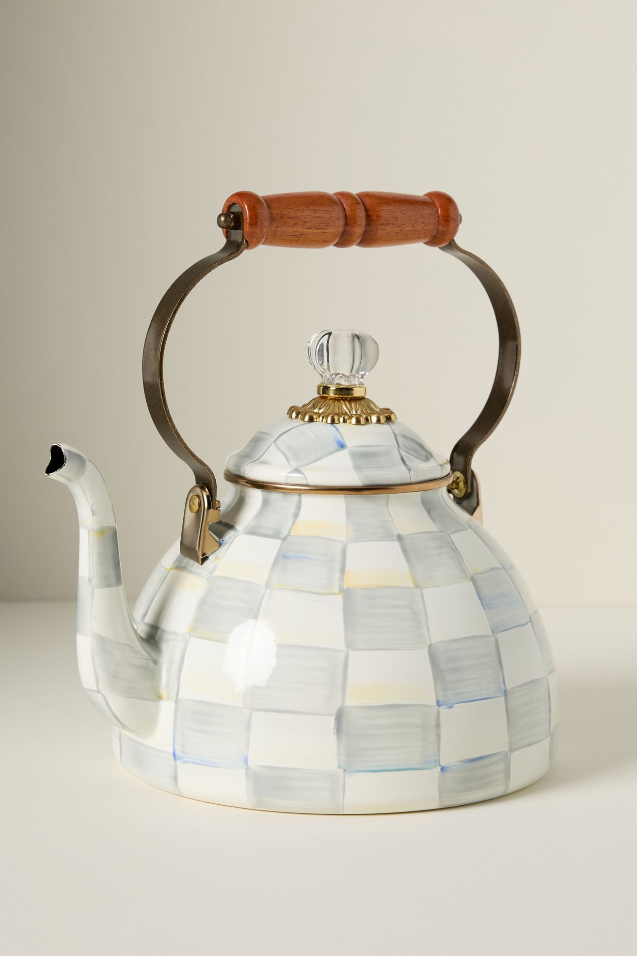 MacKenzie-Childs 3 Qt. Tea Kettle - Sterling Check, XL