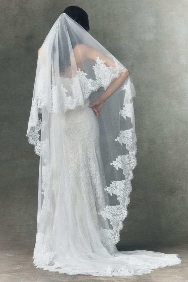 Watters Angelique Lace Chapel Veil #1