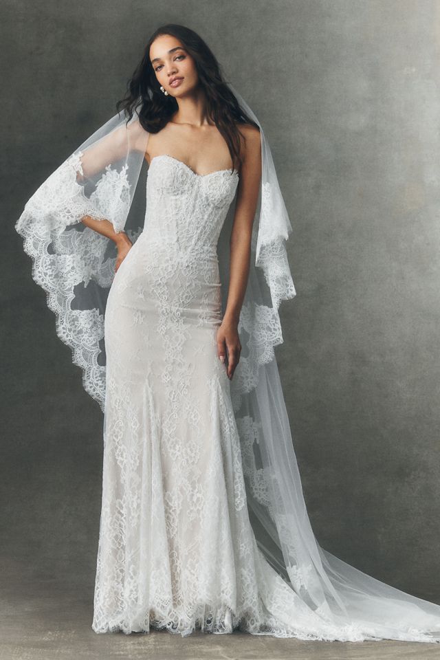 Watters Angelique Lace Chapel Veil #2