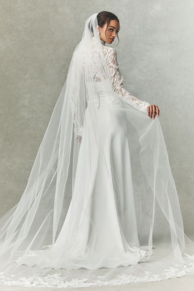 Watters Helenium Beaded Cathedral Veil #1