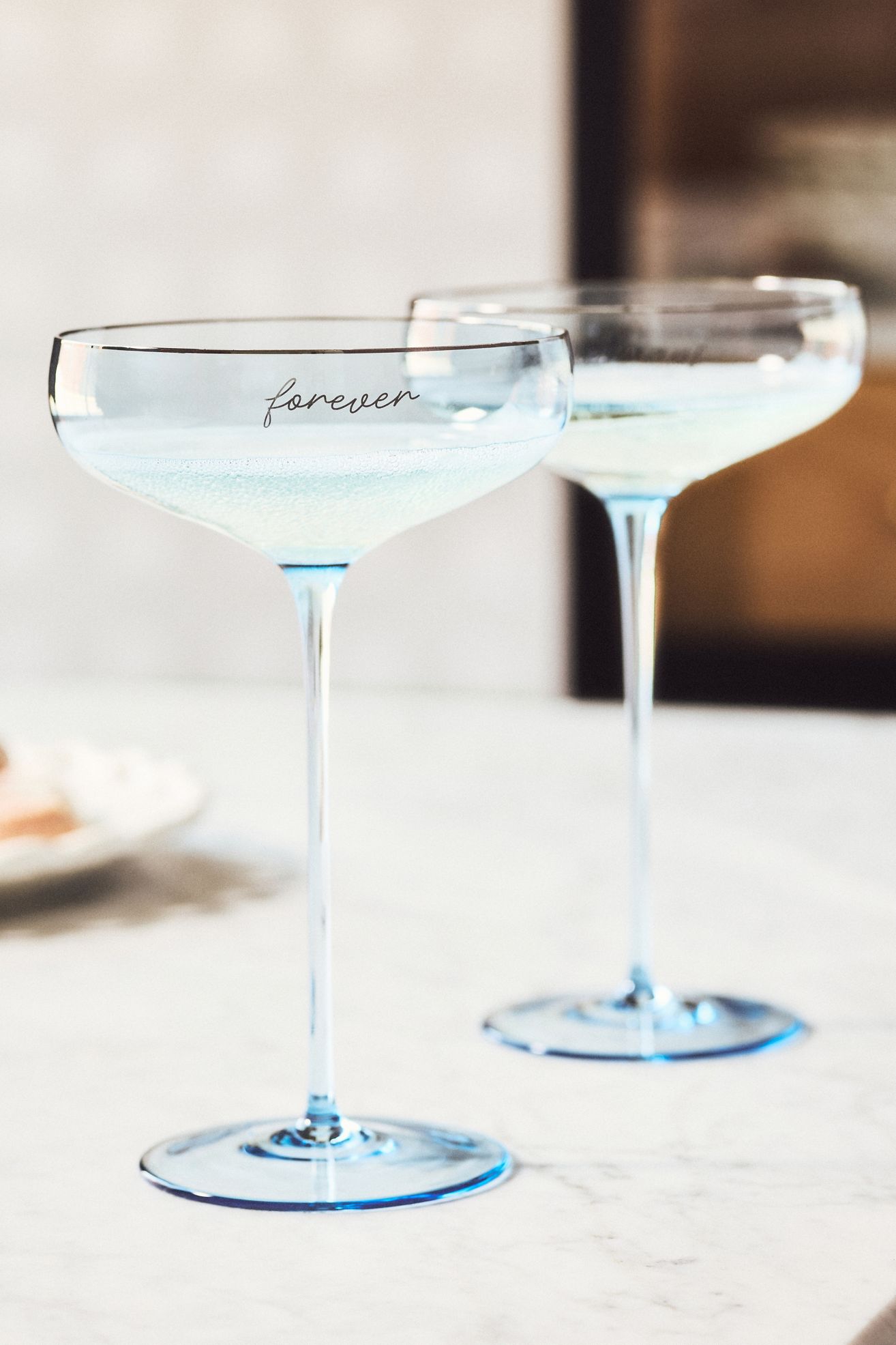Forever & Always 24k Gold Accent Coupe Glasses