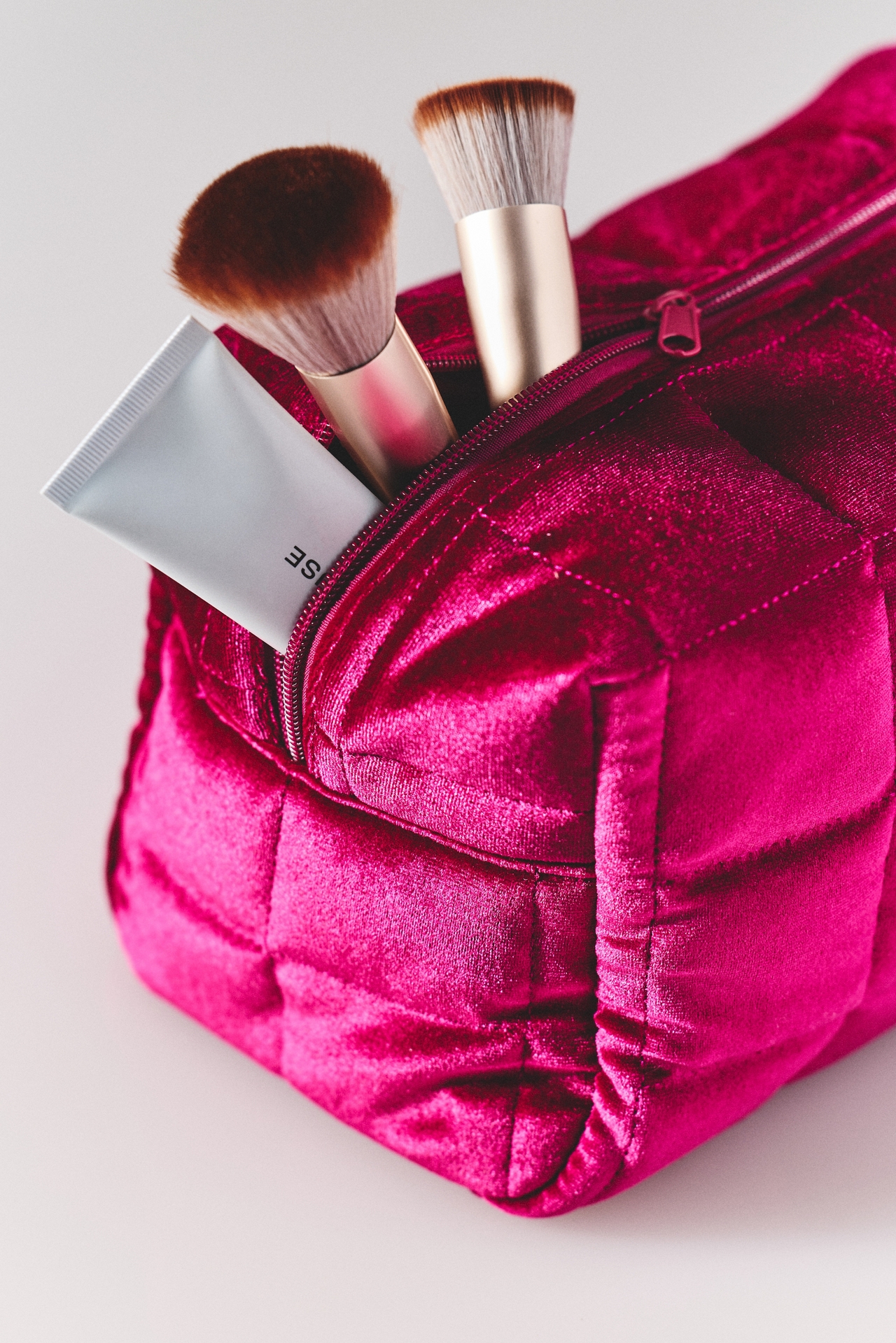 Quilted Velvet Cosmetic Bag