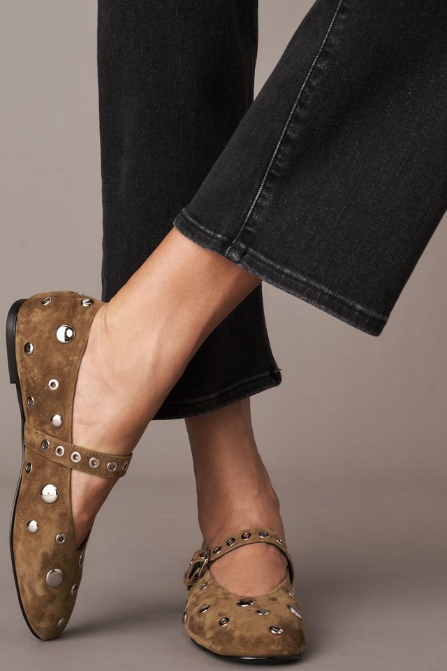 Lola Cruz Studded Grommet Mary Jane Flats #1