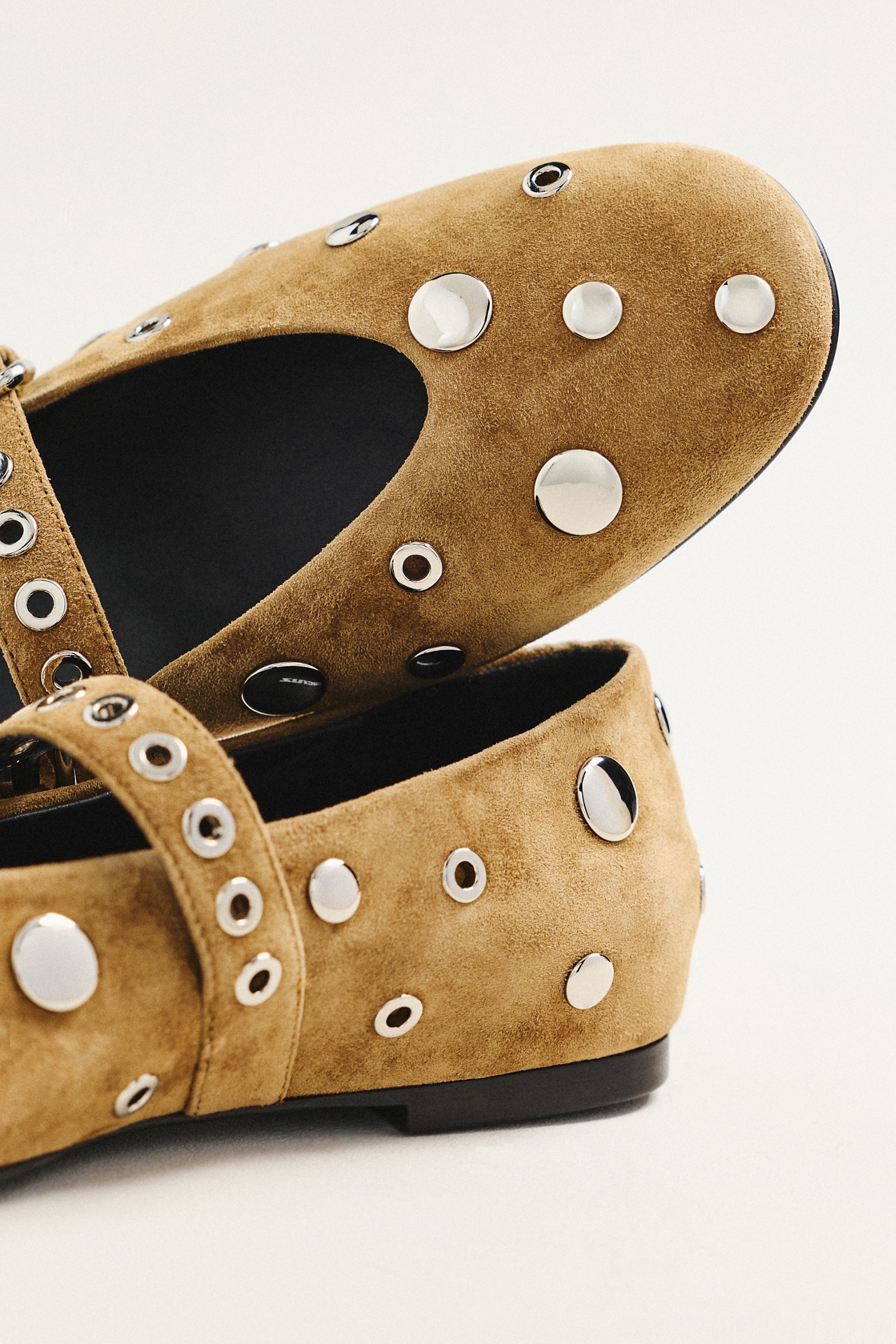 Lola Cruz Studded Grommet Mary Jane Flats