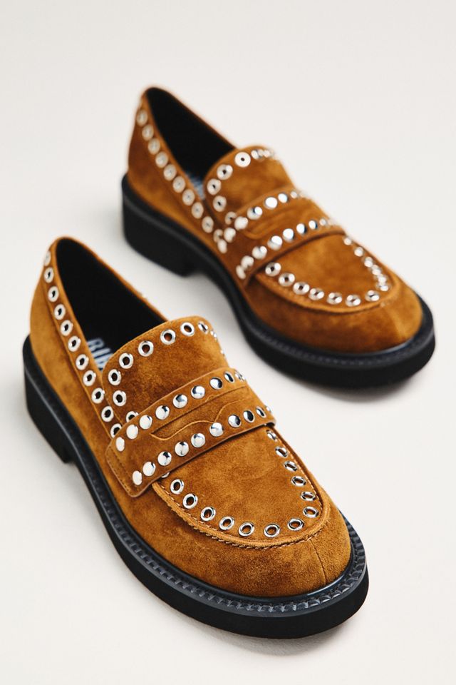Bibi Lou Suede Studded Grommet Loafers #1