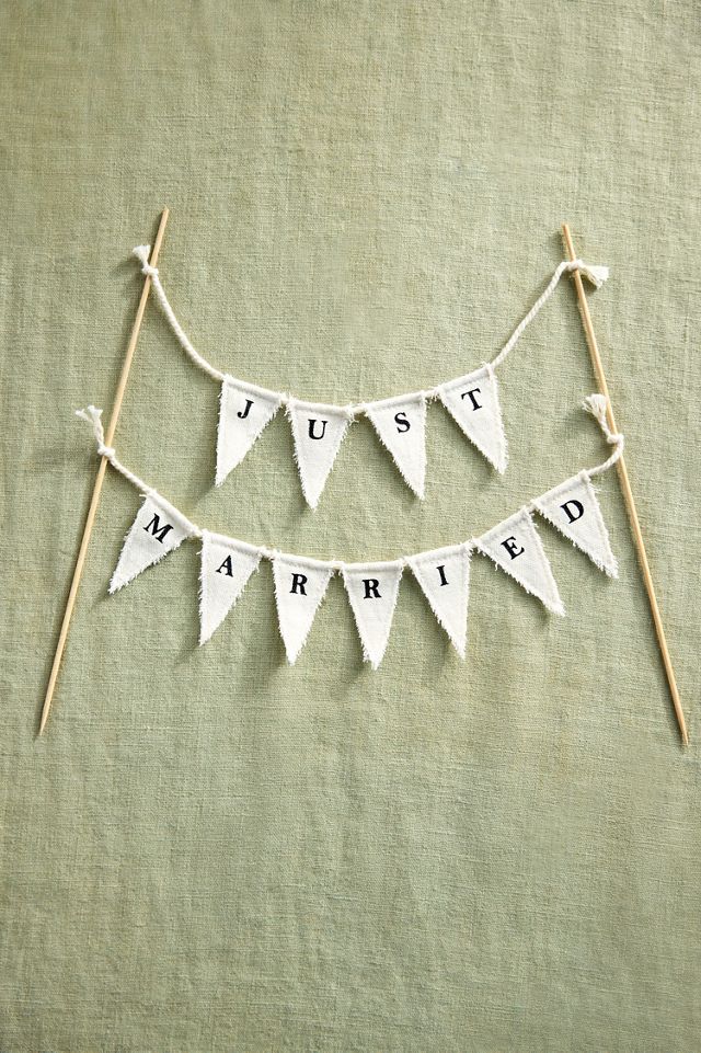 Just Married Pennant Cake Topper #2