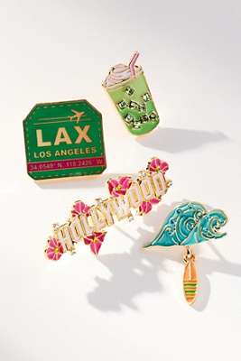 By Anthropologie City Brooches, Set Of 4 In Green