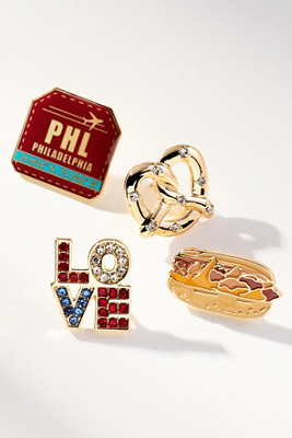 By Anthropologie City Brooches, Set Of 4 In Red