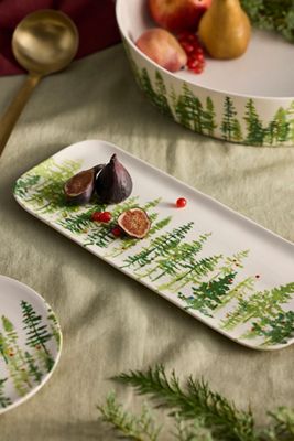 Holiday Forest Narrow Stoneware Serving Platter