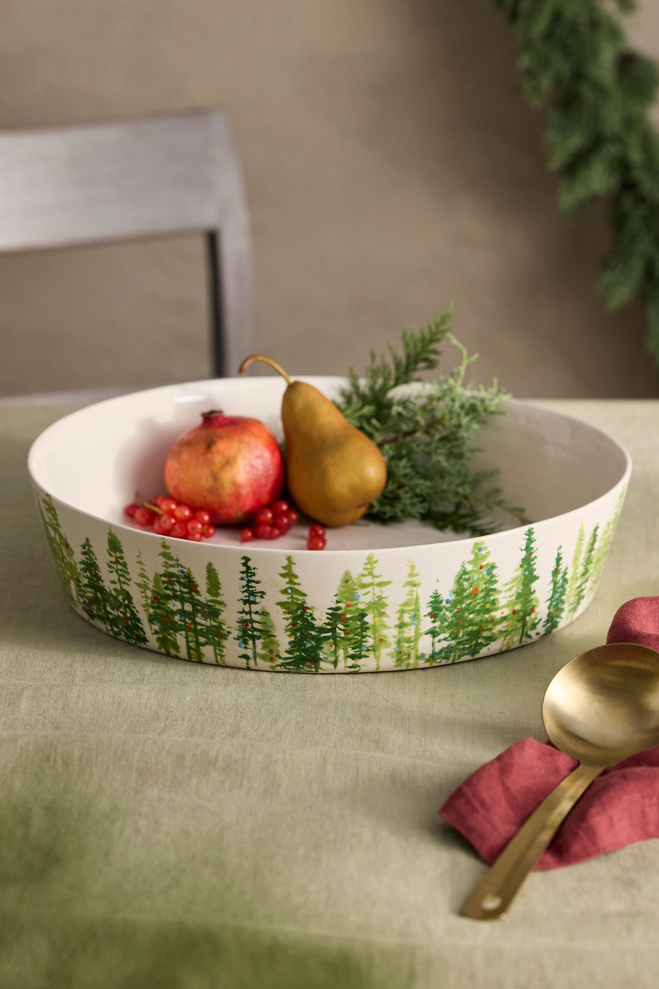 Holiday Forest Stoneware Serving Bowl - Multi, Standard, One Size