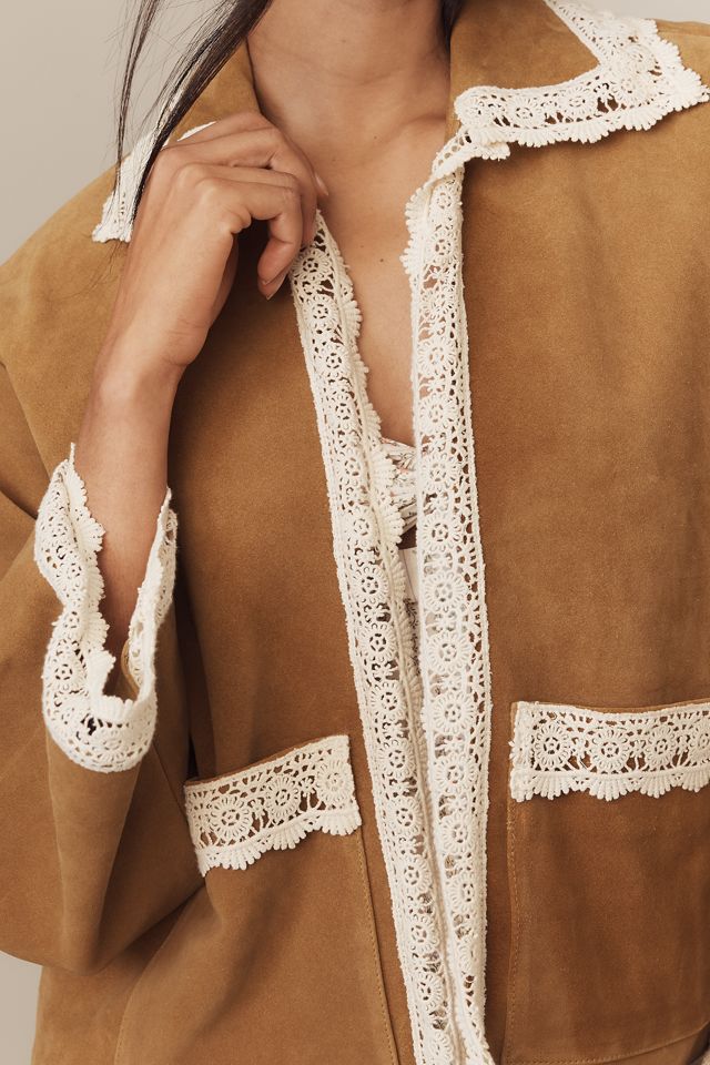 By Anthropologie Suede Boxy Open-Front Jacket #2