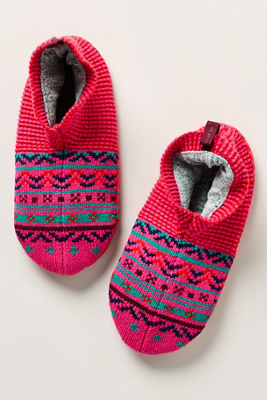 Bombas Retro Fair Isle Gripper Slippers In Pink