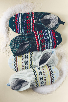 Bombas Retro Fair Isle Gripper Slippers In Blue