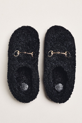 Maeve Sherpa Fleece Bit Scuff Slippers In Black