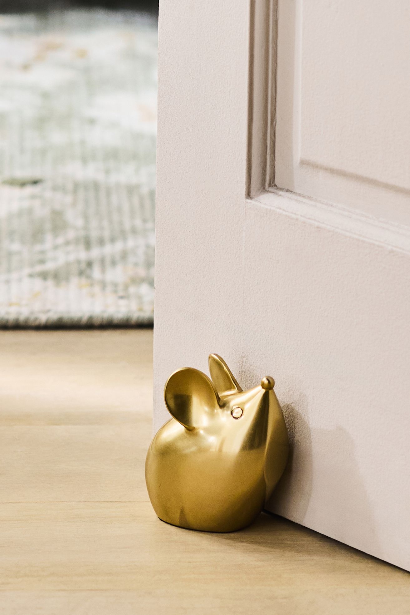 Souris Mouse Doorstop - Brushed Brass, One Size