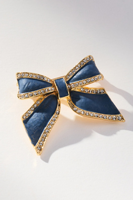 By Anthropologie Crystal Bow Brooch In Gray