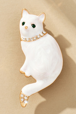 By Anthropologie Playful Pet Brooch In White