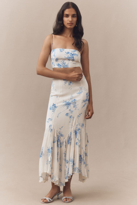 Reformation Van Crop Top & Midi Skirt Set In White