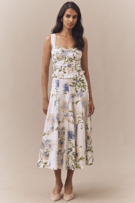 Reformation Anatolia Corset Tank & A-line Midi Skirt Set In White