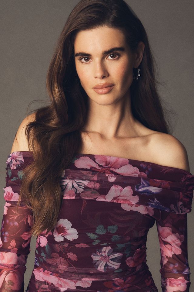 BHLDN Long-Sleeve Off-Shoulder Ruched Mini Dress #3