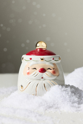 Anthropologie Santa Fresh Balsam & Cedarwood Ceramic Candle In White