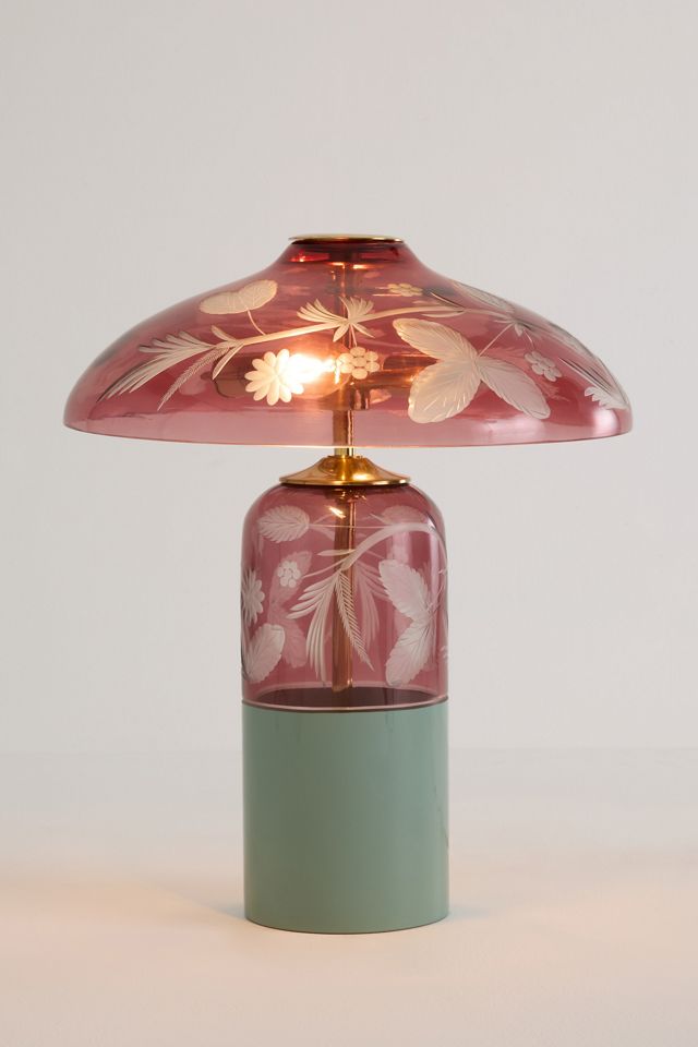 Cyndi Etched Flower Glass Table Lamp #1