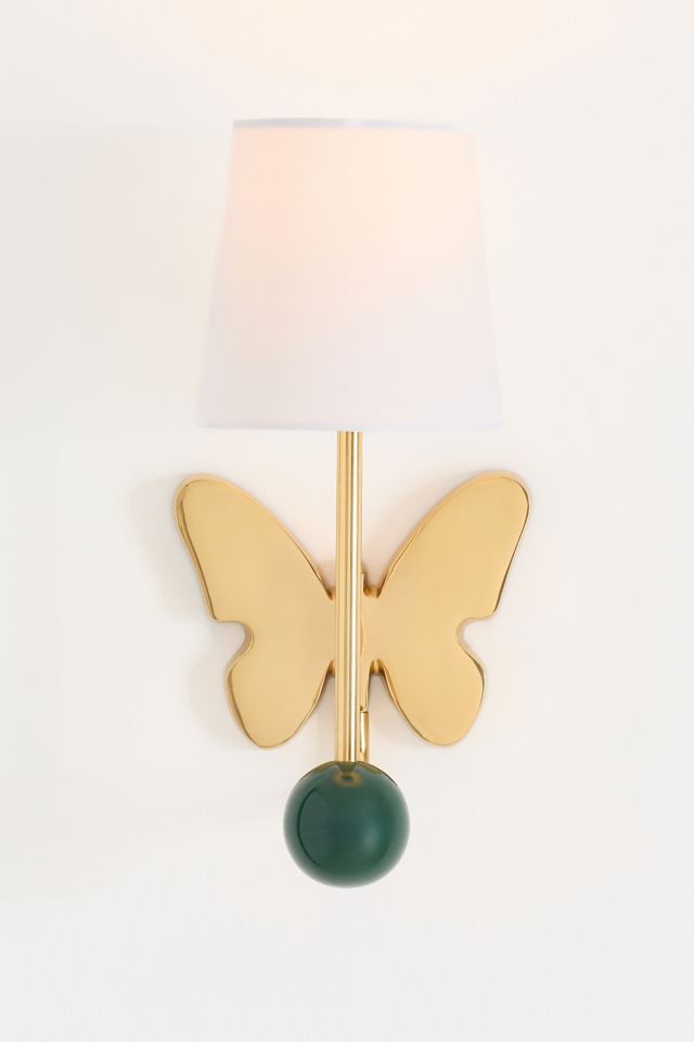 Quinn Butterfly Brass Shaded Sconce #2