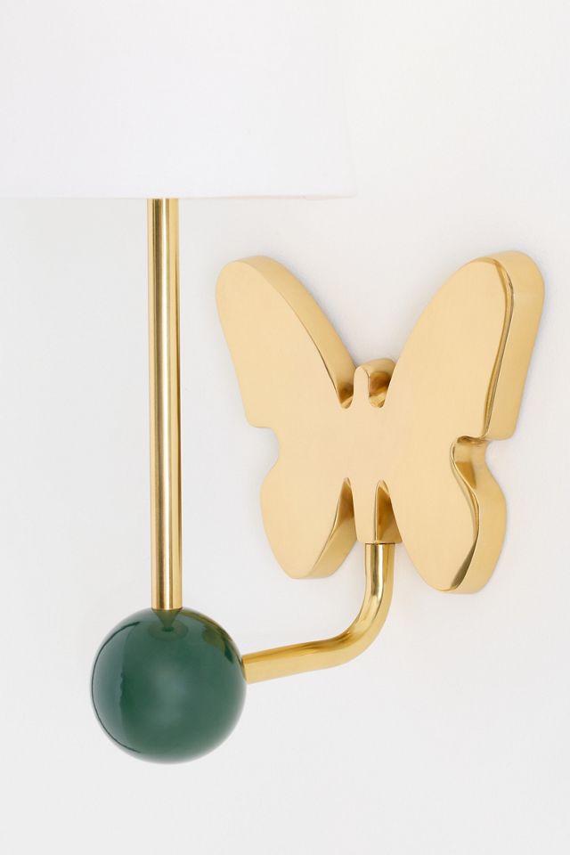 Quinn Butterfly Brass Shaded Sconce #3