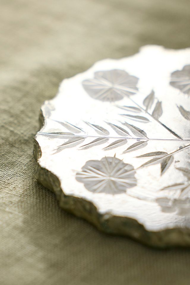 Etched Floral Mirror Coasters, Set of 4 #1