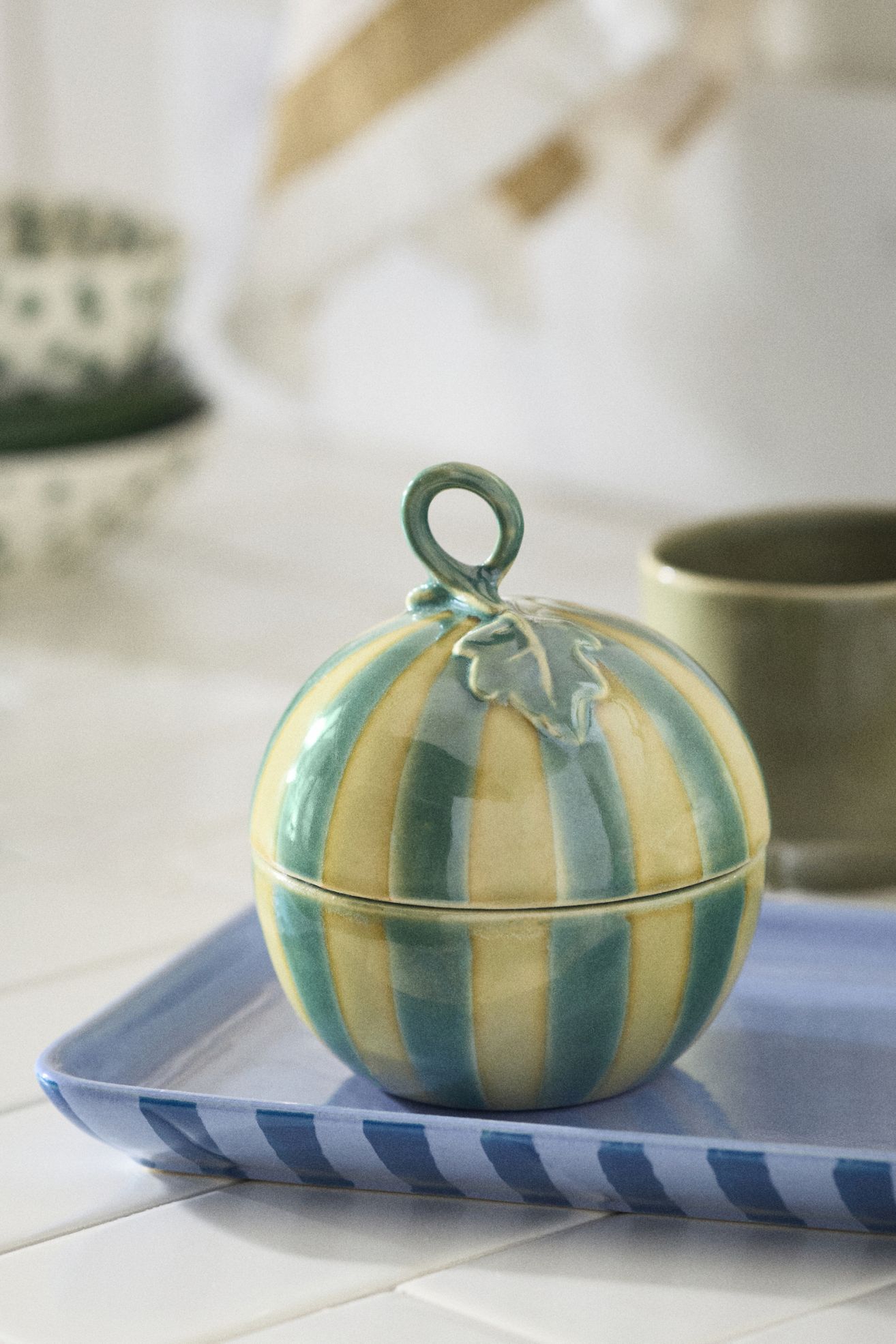 Meyer Ceramic Watermelon Lidded Bath Canister - Green, One Size