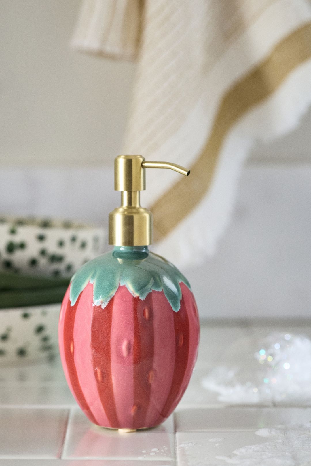 Meyer Ceramic Strawberry Soap Dispenser - Red, Standard, One Size