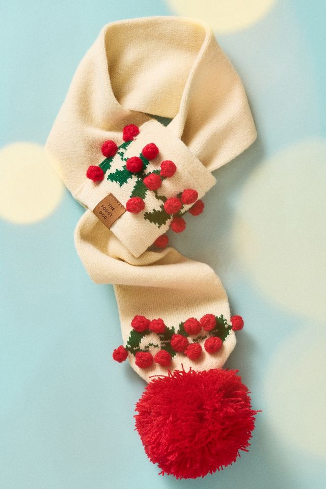 The Foggy Dog Holly Bobble Knit Dog Scarf #1