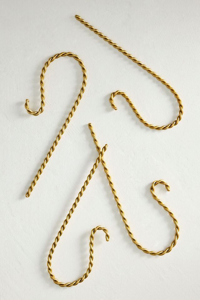 Brass Twist Stocking Hooks, Set of 4 #1