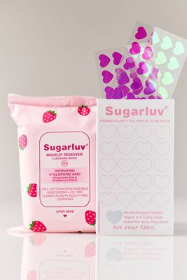 Sugarluv Hyaluronic Acid Wipes & Holographic Hearts Acne Patch Duo