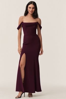 princess polly baby blue dress David's Bridal | Dresses | Davids Bridal Offshoulder Crepe Charmeuse Bridesmaid  Dress Wine Color Size 6 main image 1