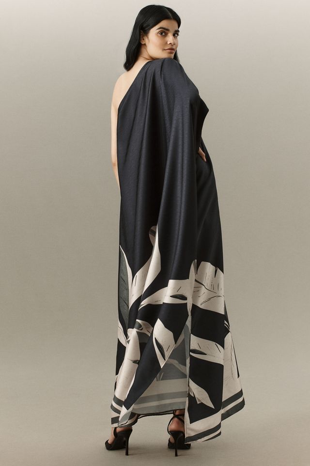 DIARRABLU Satu Printed Long-Sleeve One-Shoulder Maxi Dress #1