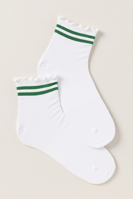 Bombas Ruffle Rib Quarter Socks In White
