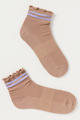 Bombas Ruffle Rib Quarter Socks In Pink