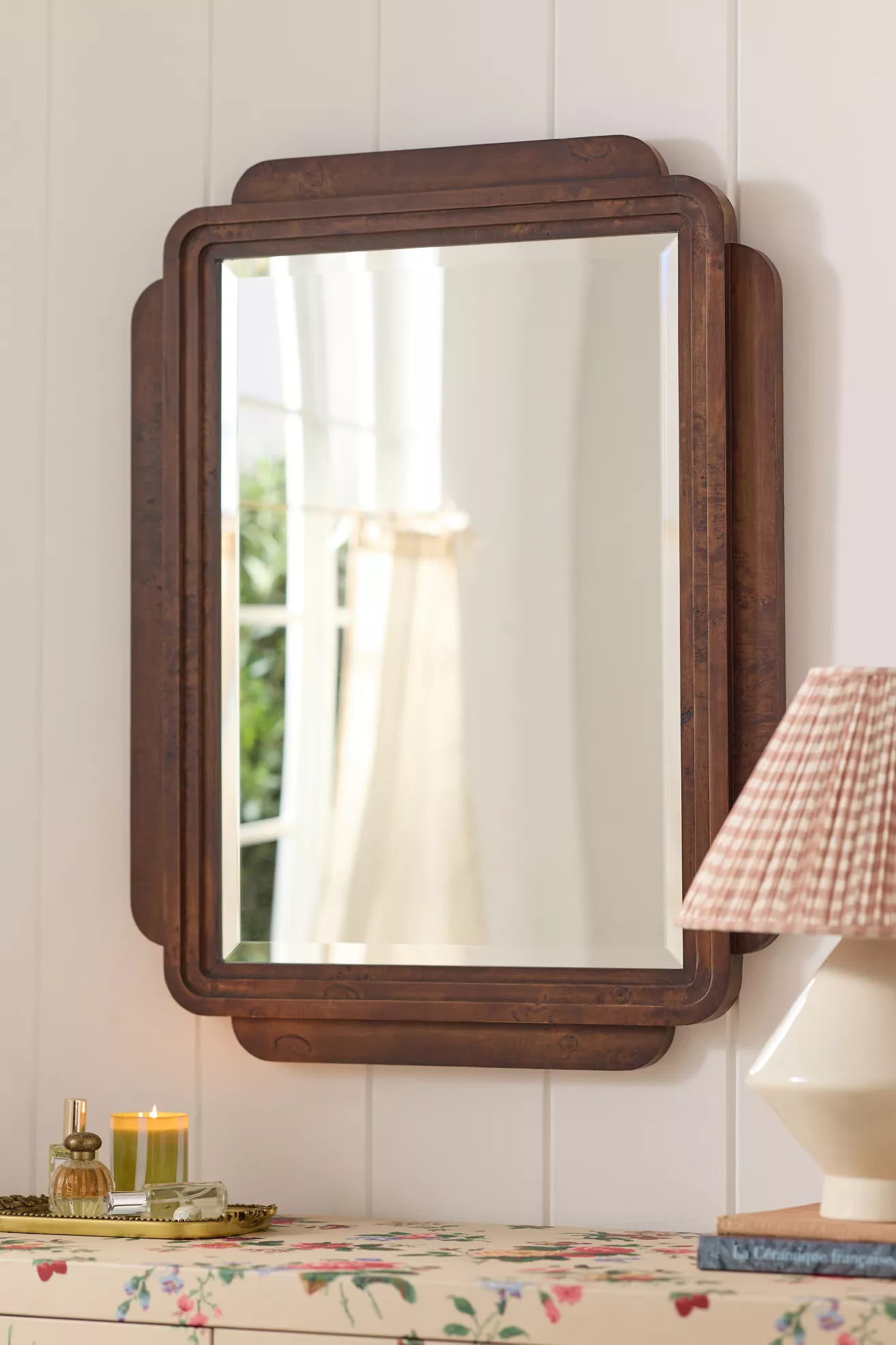 Betti Burl Wood Portrait Wall Mirror