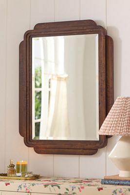 Betti Burl Wood Portrait Wall Mirror