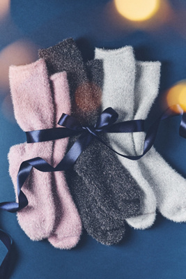 Bombas Sparkle Fuzzy Calf Socks In Black