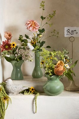 Glass Ruffle Bud Vases, Set of 3